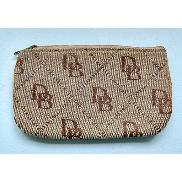 Vintage Dooney & Bourke Coin Purse Wallet Keychain Small Brown DB Monogram - Picture 2 of 3